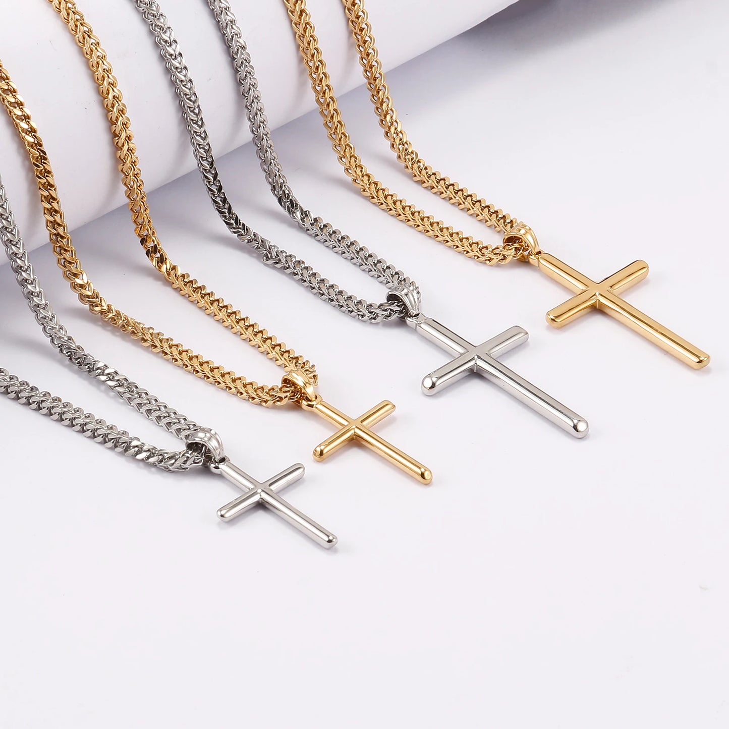 Stunning Gold & Silver Cross Pendant Necklace
