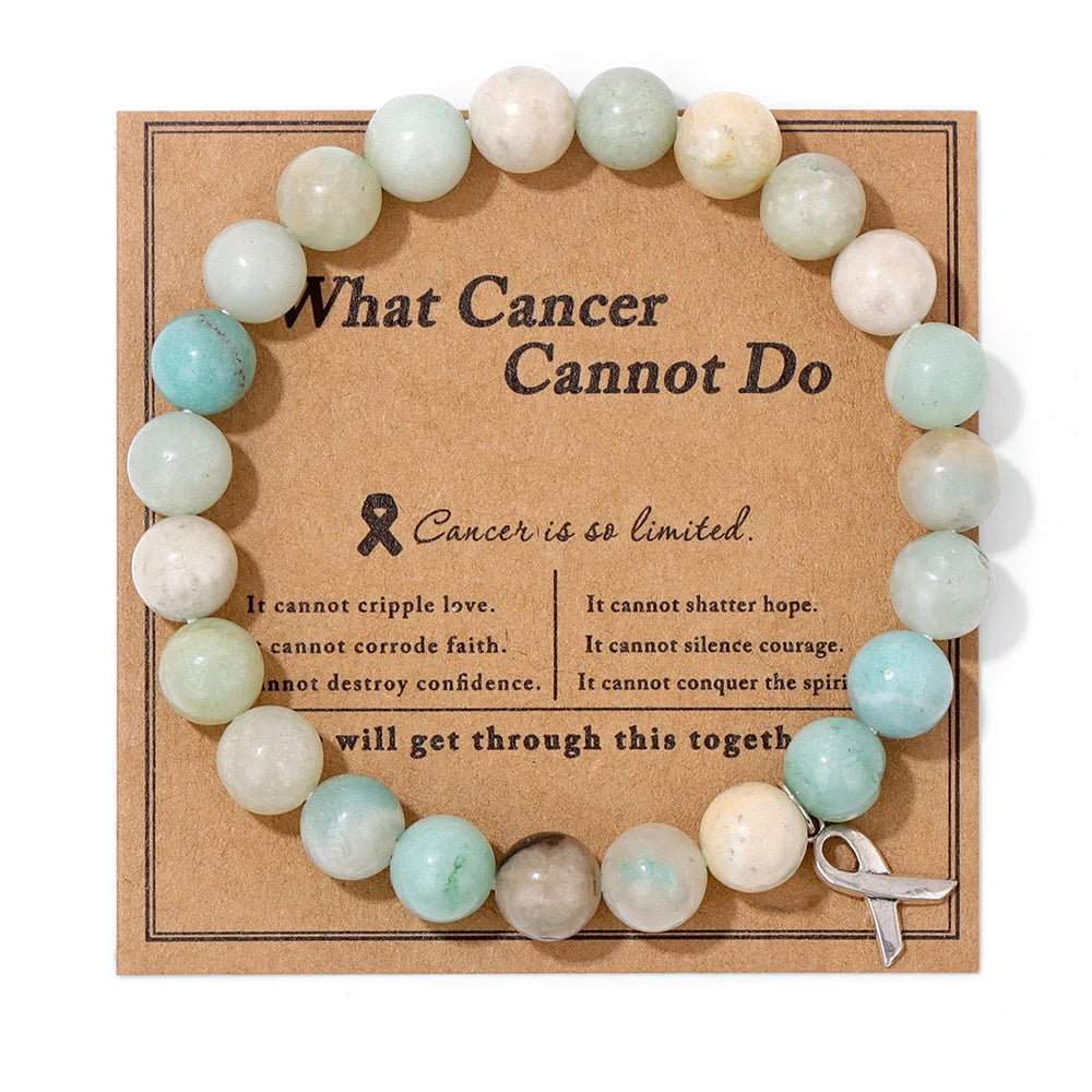 Beautiful Pink Ribbon Charm Breast Cancer Awareness Beads Bracelets