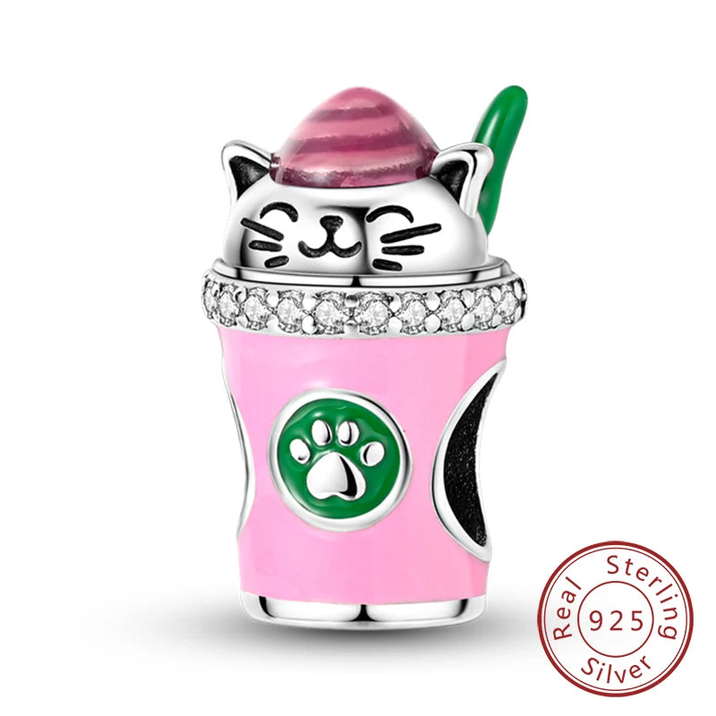 Splash Pink & Silver Pendant Charms