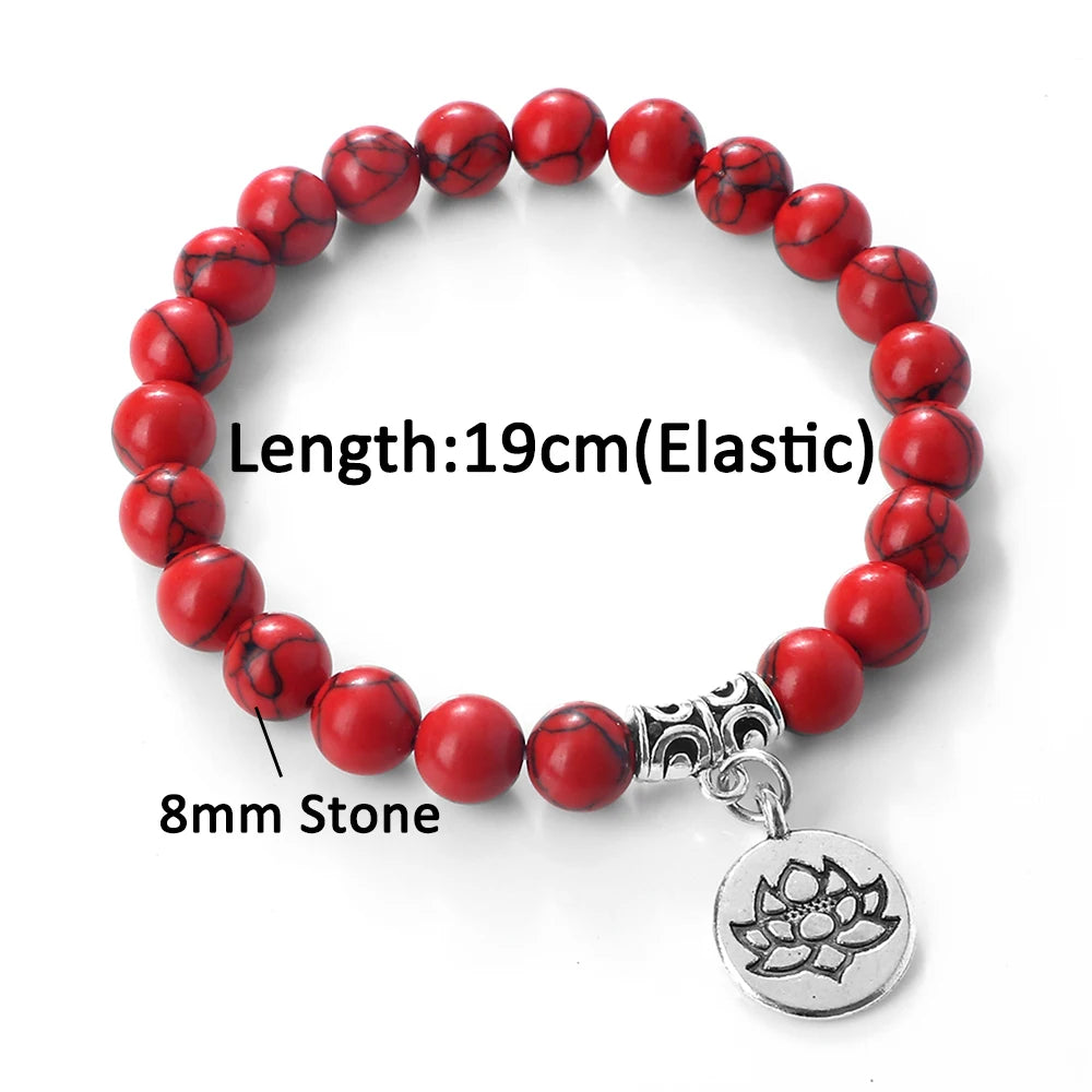 Lotus Pendant Natural Stone Beaded Bracelets
