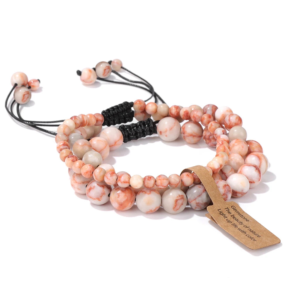 Universal Natural Stone Healing Mixed Size Beaded Bracelets