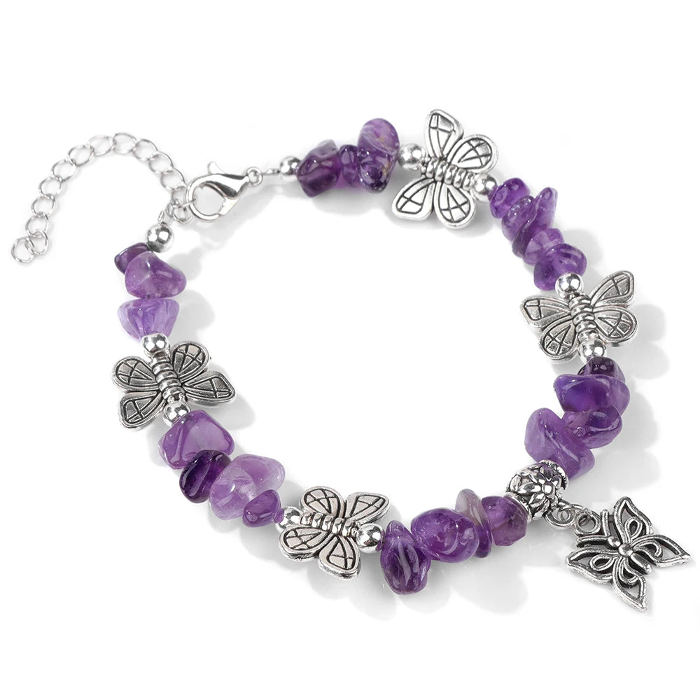 Natural Amethysts Charm Bracelet Series
