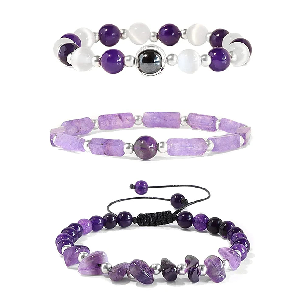 Natural Amethysts Charm Bracelet Series