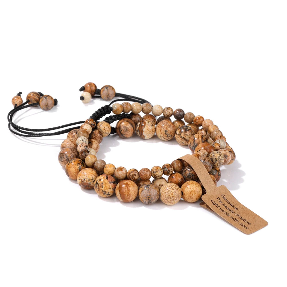 Universal Natural Stone Healing Mixed Size Beaded Bracelets