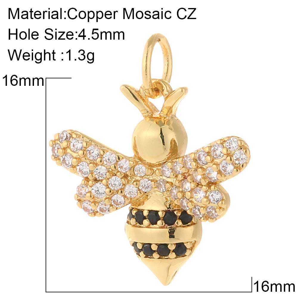 Cute Animals Plants Gold Bracelet Charm Pendants