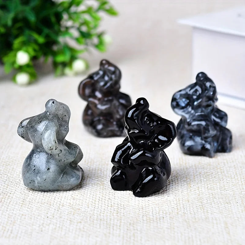 Crystal Unique Raw Stone Carved Elephant