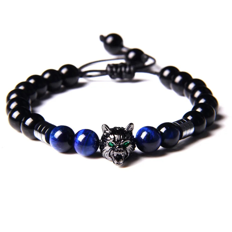 Alpha Wolf Head Charm Protection Diffuser Bracelet