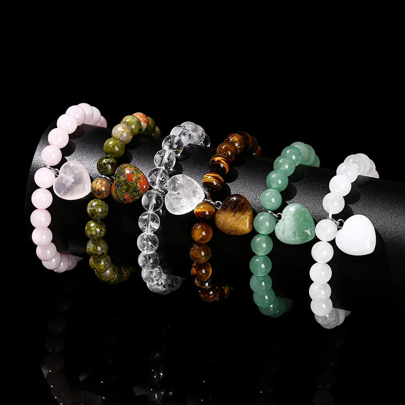 Harmony Elegant Multi-Color Heart Pendant Crystal Bracelet