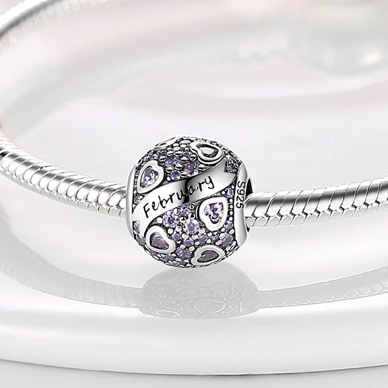 Zodiac Constellation Months Round Birthstone Charm Beads