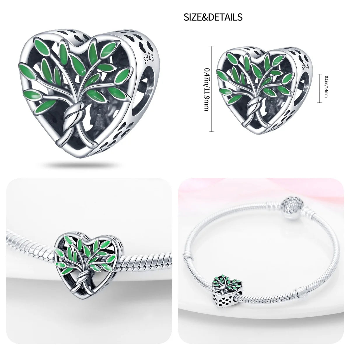 Genuine Silver Four-Leaf Clover Charm Series