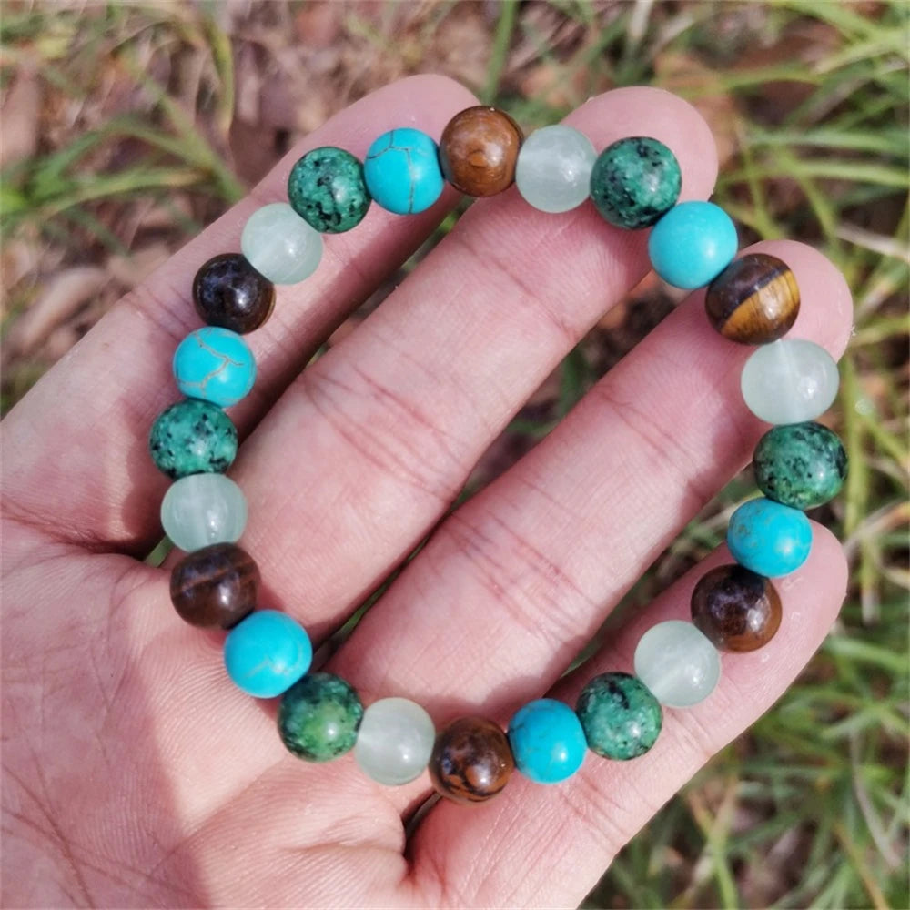 Natural Turquoise Tiger Eye Beaded Bracelet