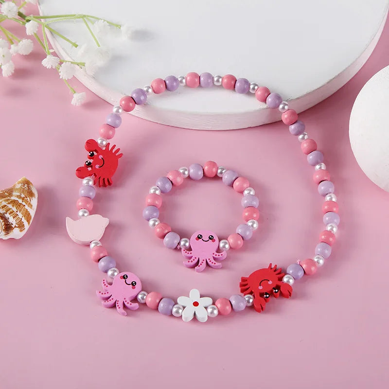 Cute Cartoon Pattern Necklace Bracelet Sets