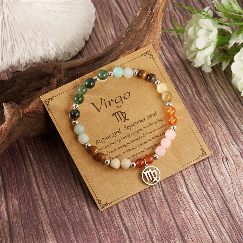 Colorful 12 Constellation Natural Stone Beaded Bracelets