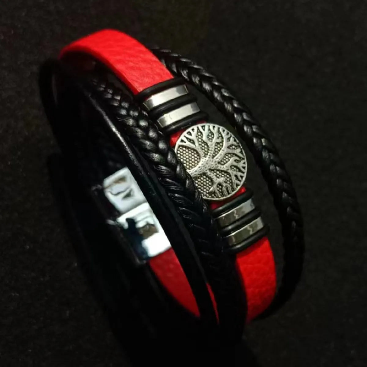 Red & Black Unique Leather Bracelets