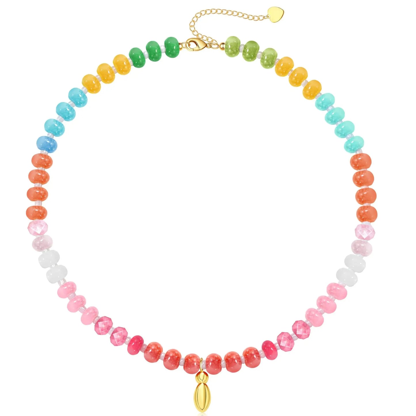 Passion Fruit Colorful Initial Natural Stone Necklaces
