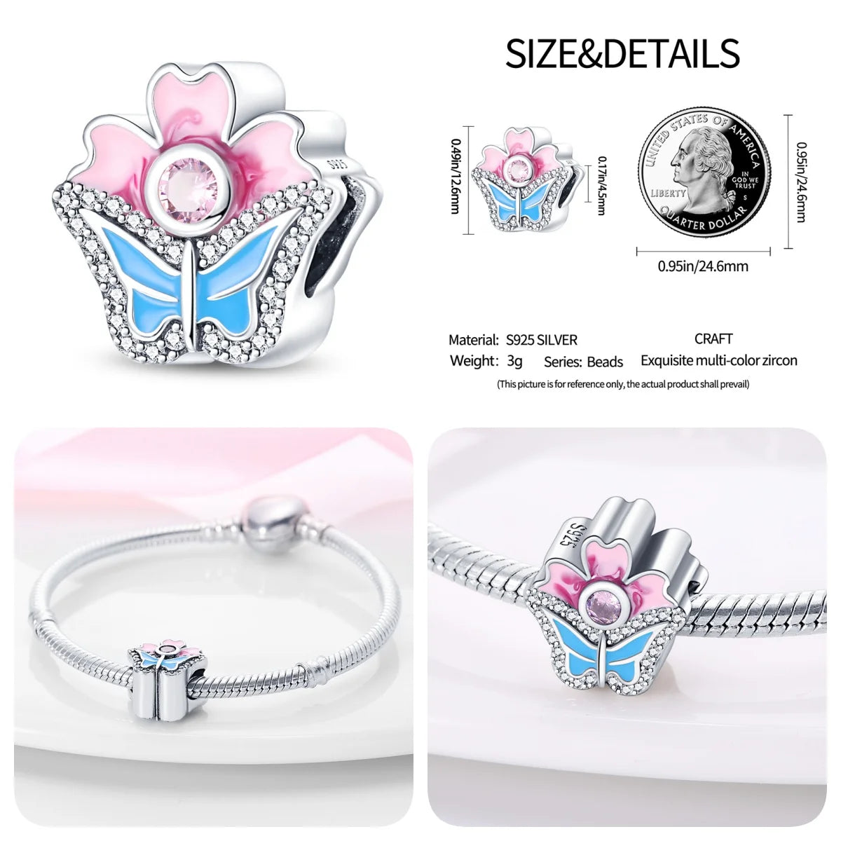 Genuine Silver Four-Leaf Clover Charm Series