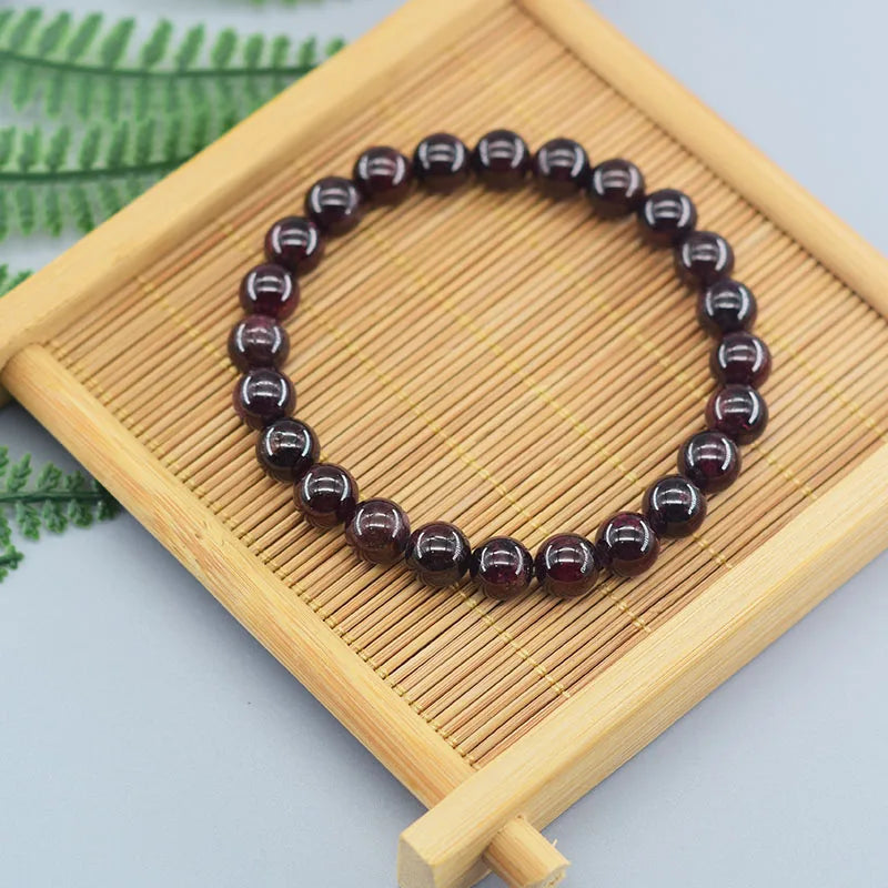 Garnet Stone Wine Red Bead Bracelet