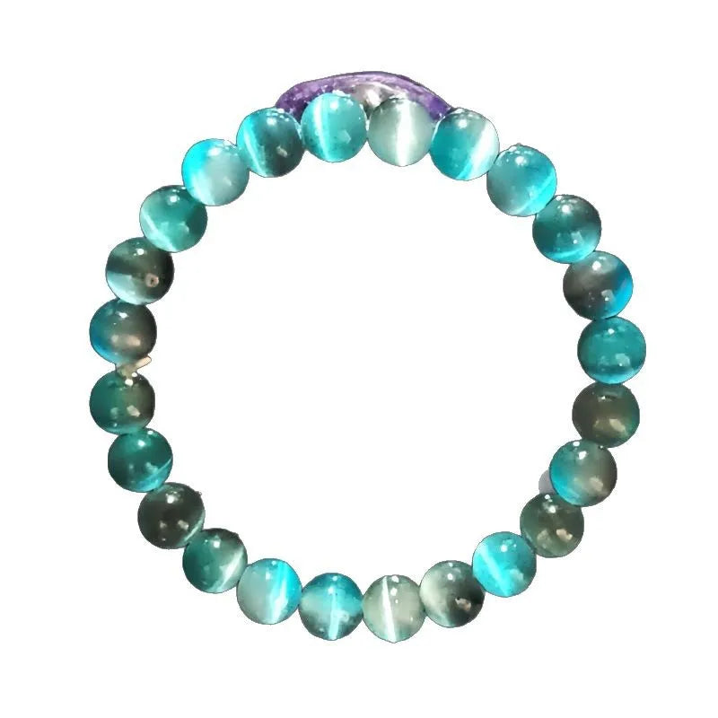 Soft Moon Light Blue Gradient Cat Eye Stone Bracelet