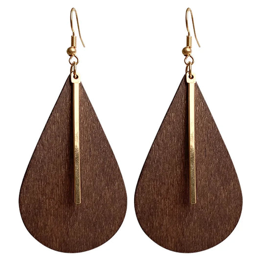 Organic Brown African Water Drop Vintage Earrings