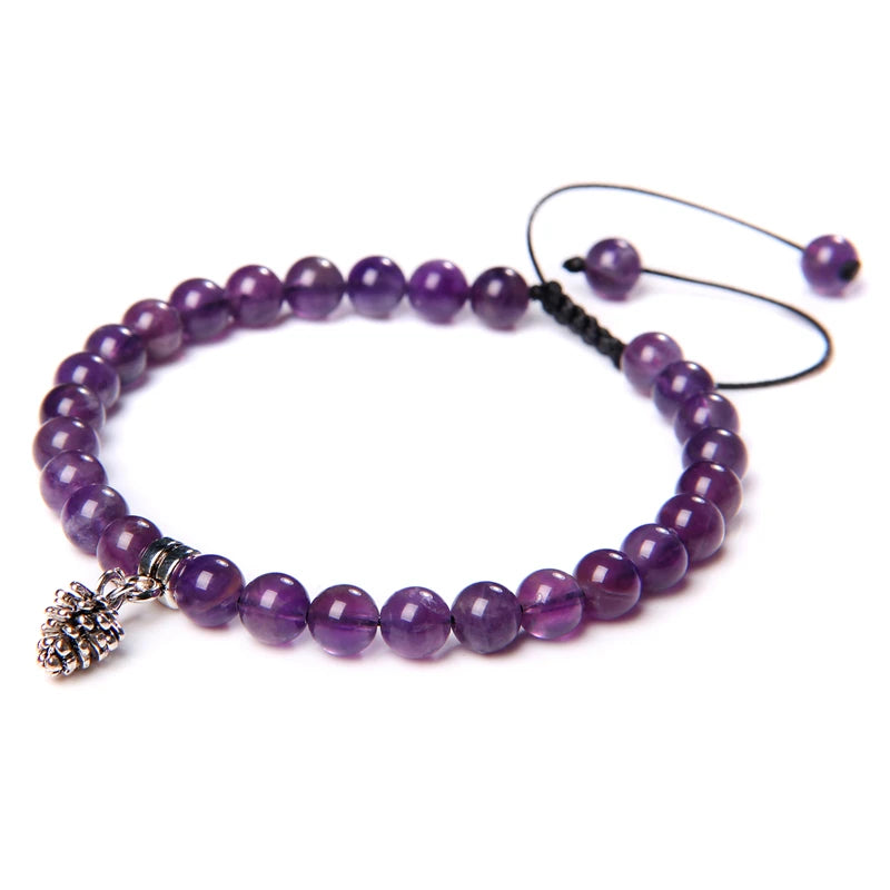 Natural Amethysts Charm Bracelet Series
