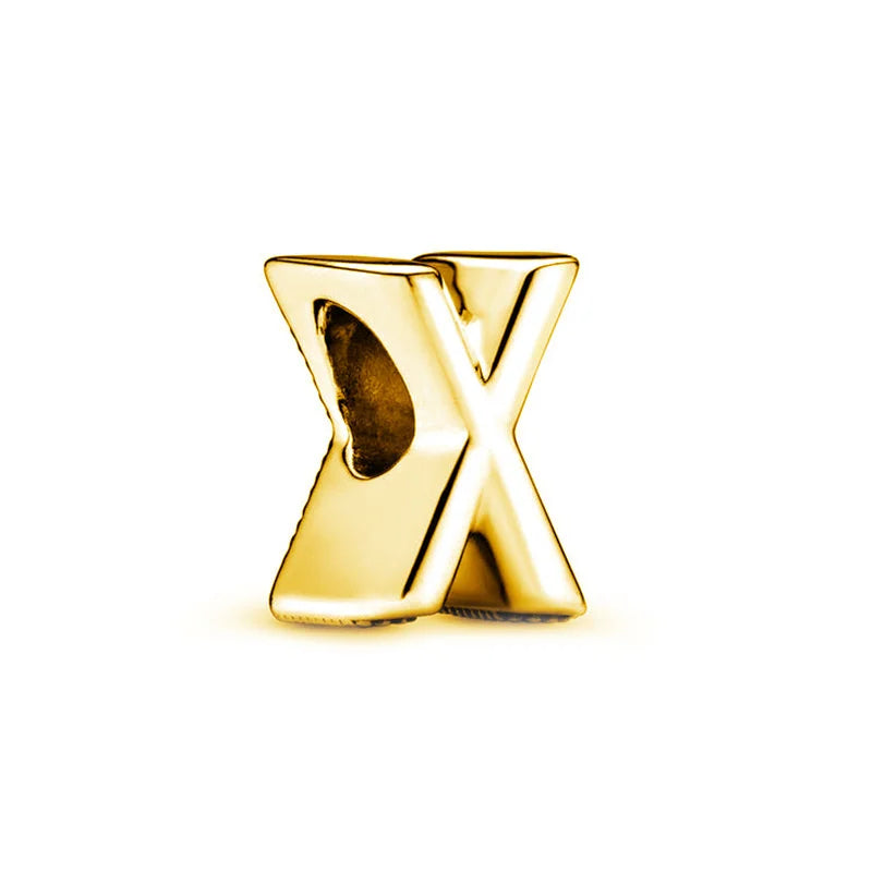 Beautiful Solid Gold plated 26 Letters A-Z Glossy Charm Beads