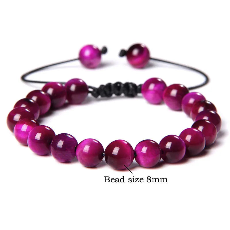 Cool Royal 5 Star Natural Stone Tiger Eye Beaded Bracelets
