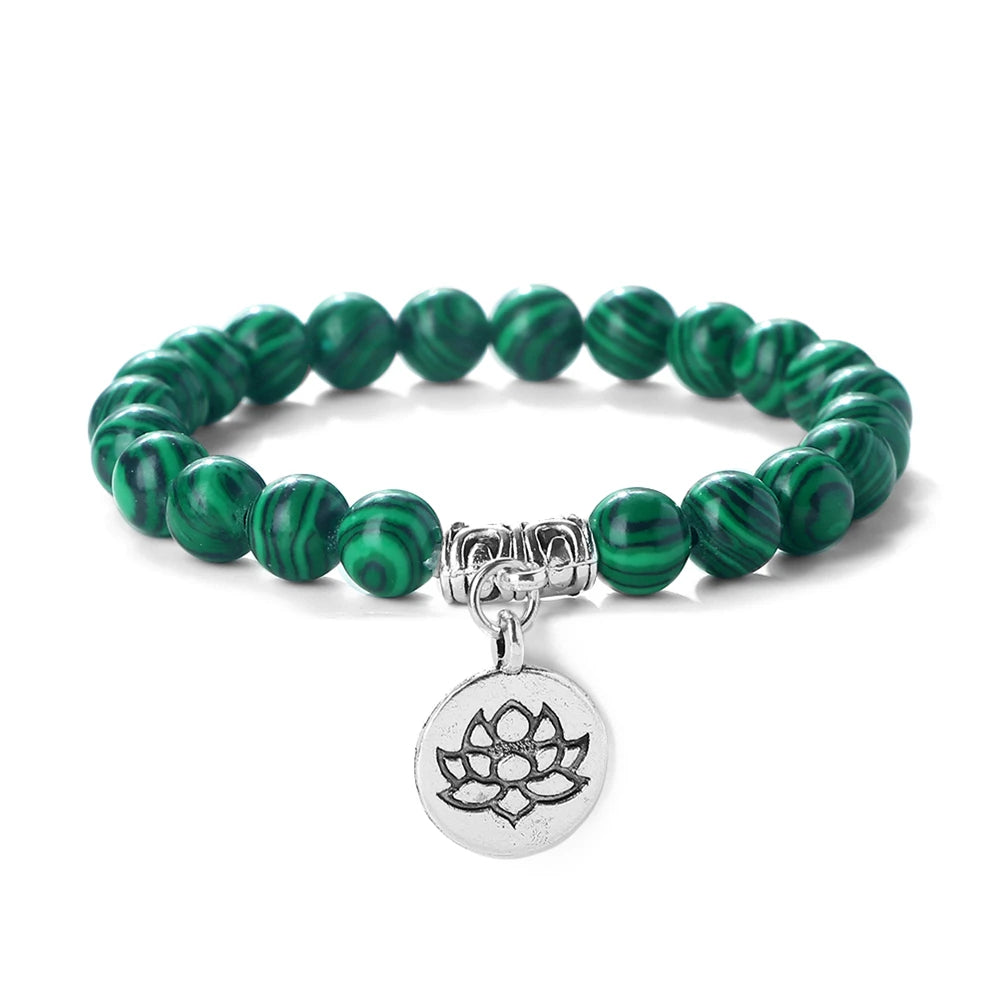 Lotus Pendant Natural Stone Beaded Bracelets