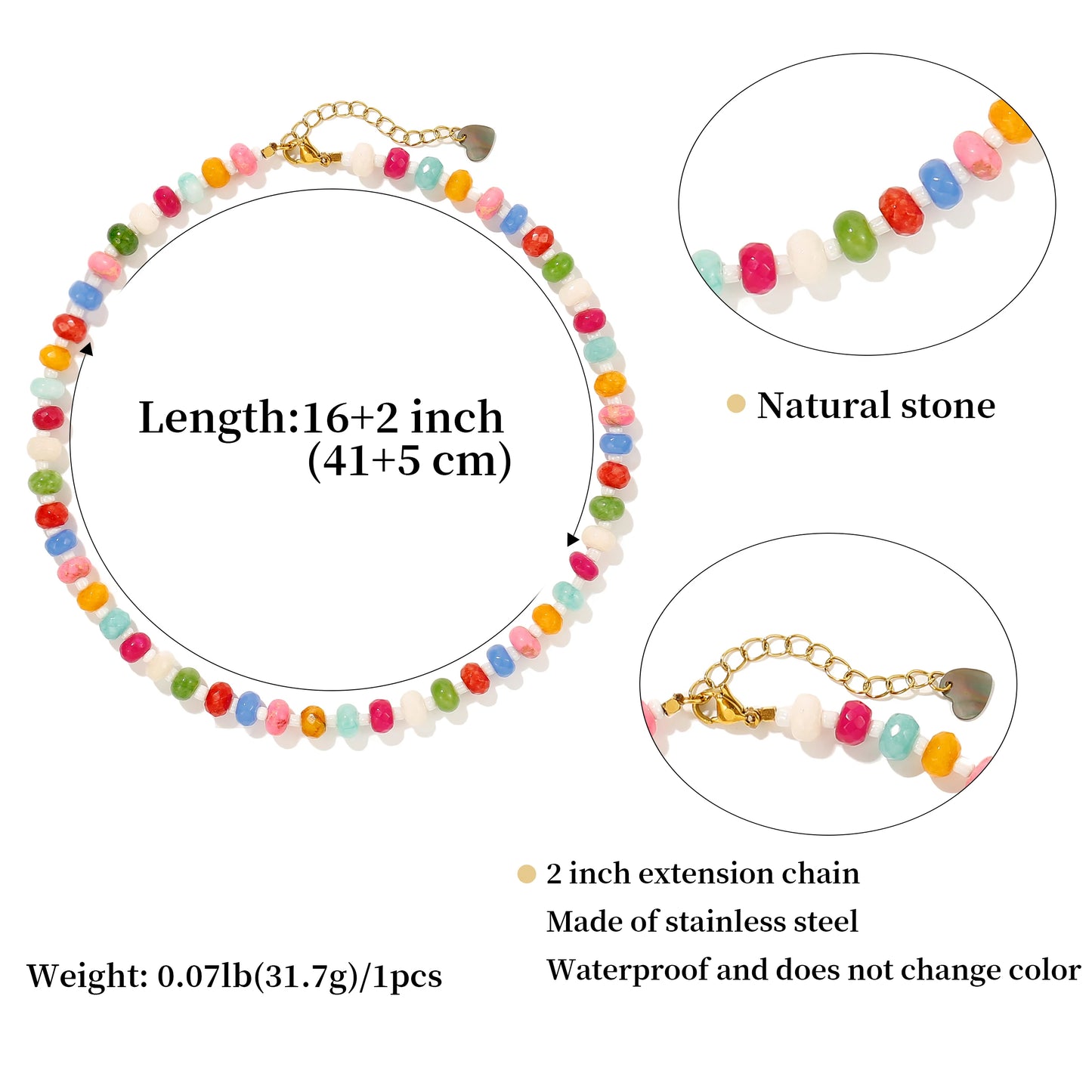 Radiant Colorful Choker Gemstone Necklace