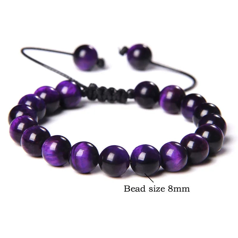 Cool Royal 5 Star Natural Stone Tiger Eye Beaded Bracelets