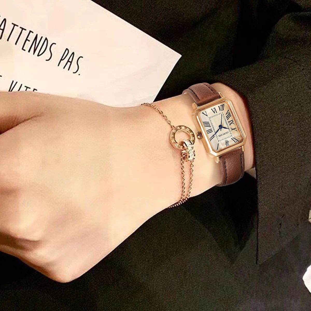 Square 2PCS Luxury Watch & Bracelet Set