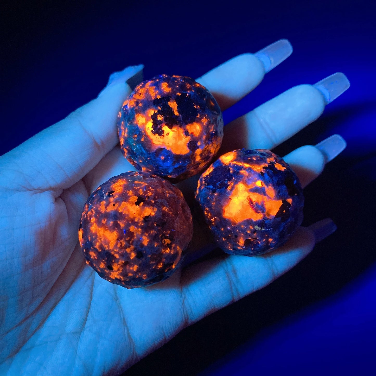 Natural Yooperlite Moon Sphere Crystal 35mm Healing Flame Stone