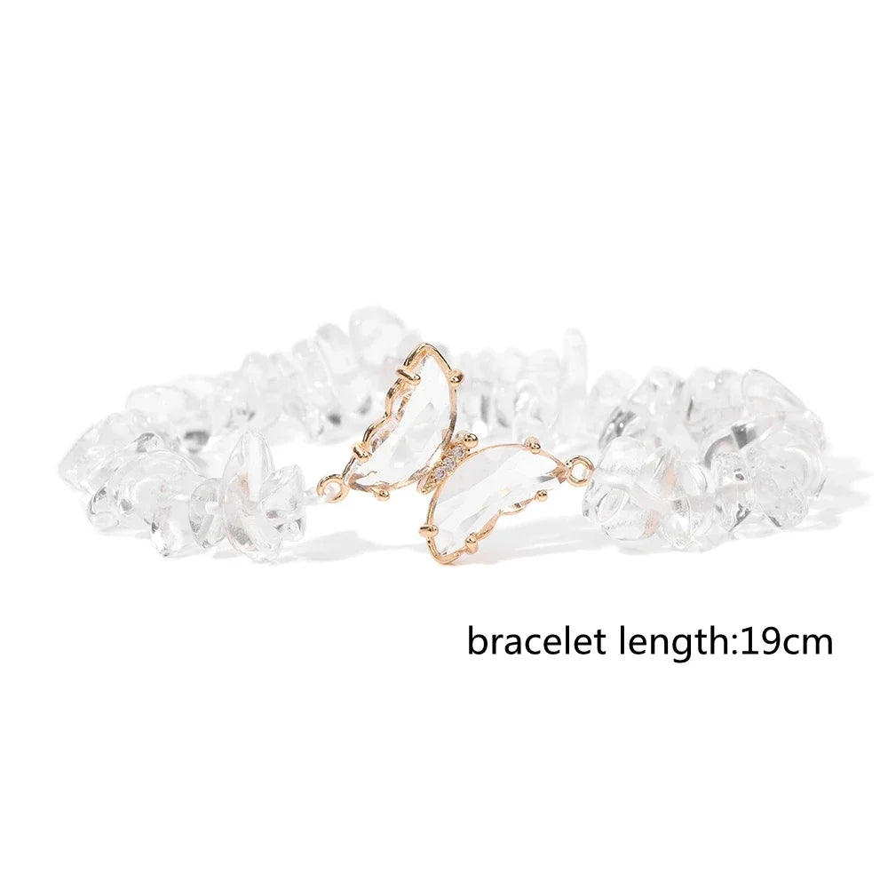 Butterfly Pendant Necklace Gravel Bracelets