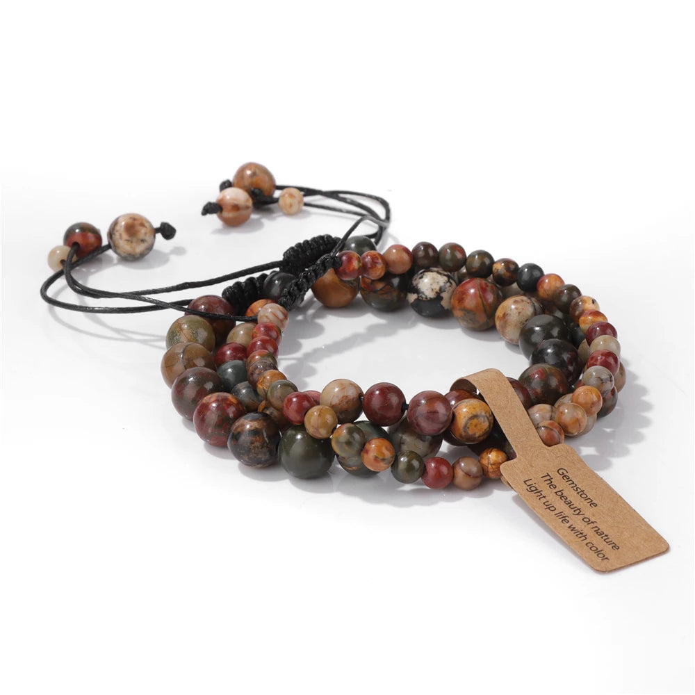 Universal Natural Stone Healing Mixed Size Beaded Bracelets