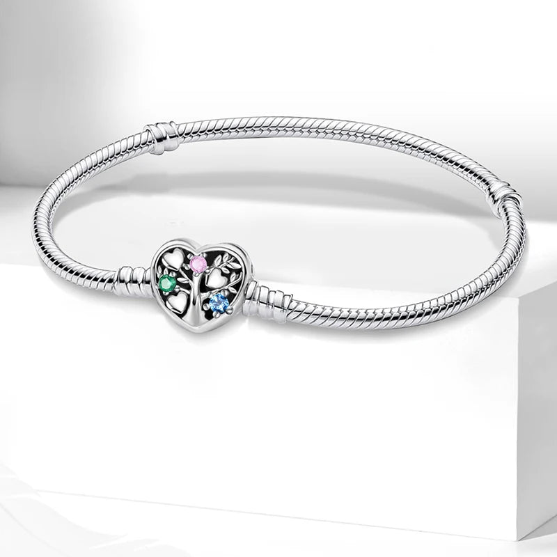 Sweet Love Heart Charm Platinum Bracelet