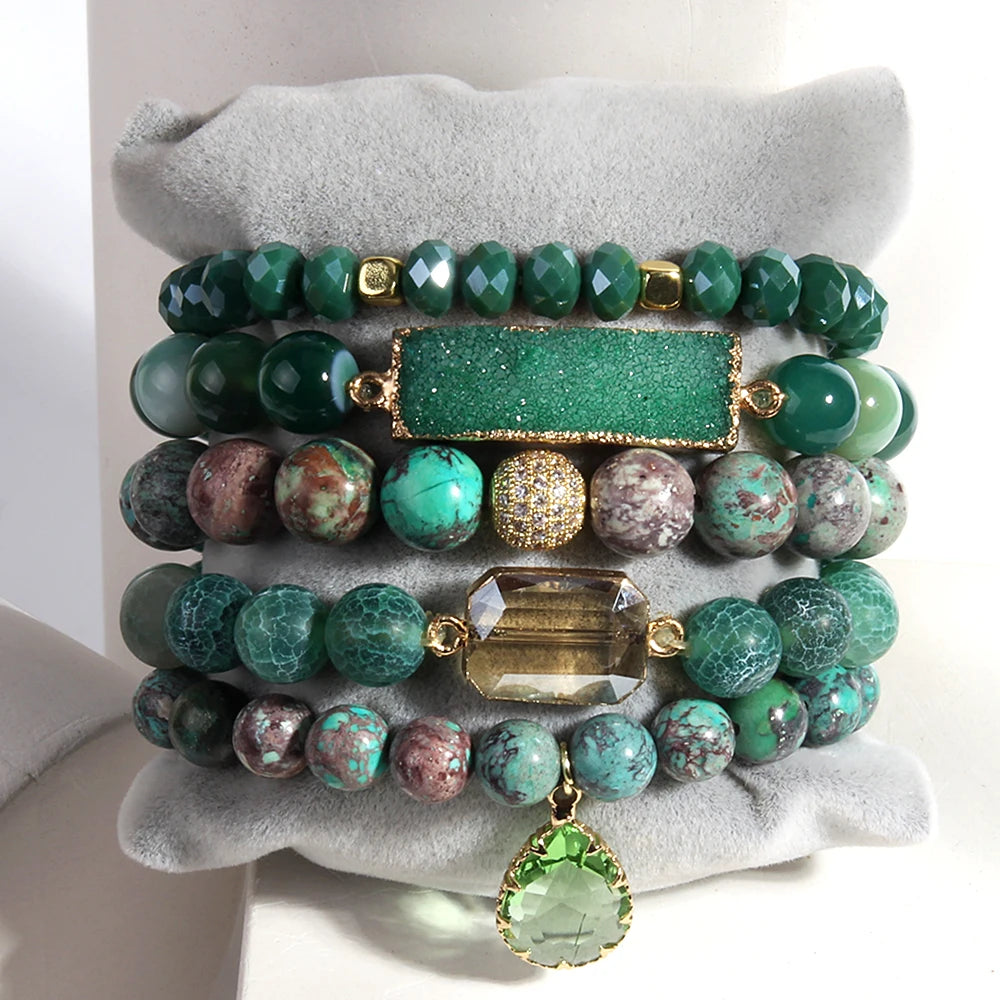 Crystal Glass Druzy Bracelet Dorp Charms Bracelets Sets
