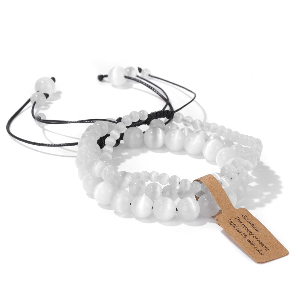 Universal Natural Stone Healing Mixed Size Beaded Bracelets