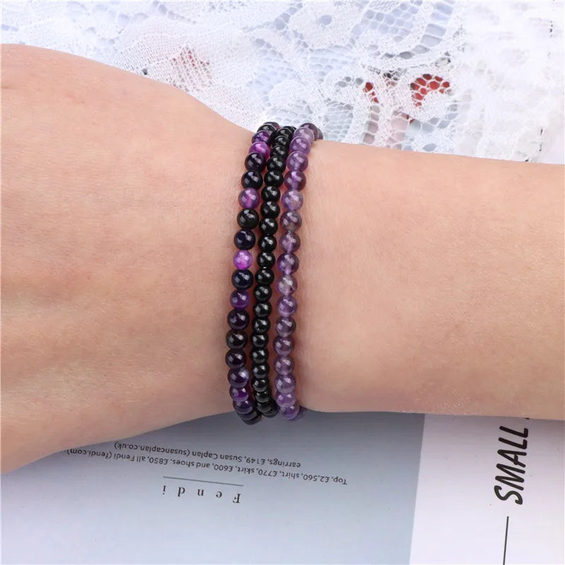 Layered Natural Stone Beaded Bracelet 3pcs/Set