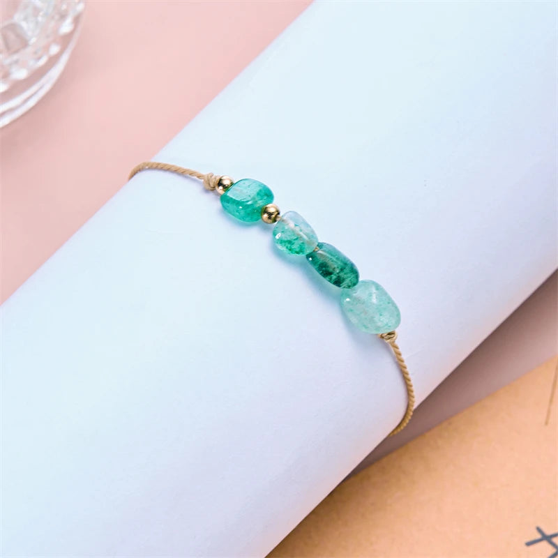 Zodiac Constellation Natural Stone Handmade Card Bracelet
