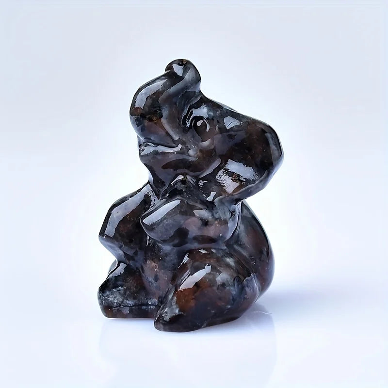 Crystal Unique Raw Stone Carved Elephant