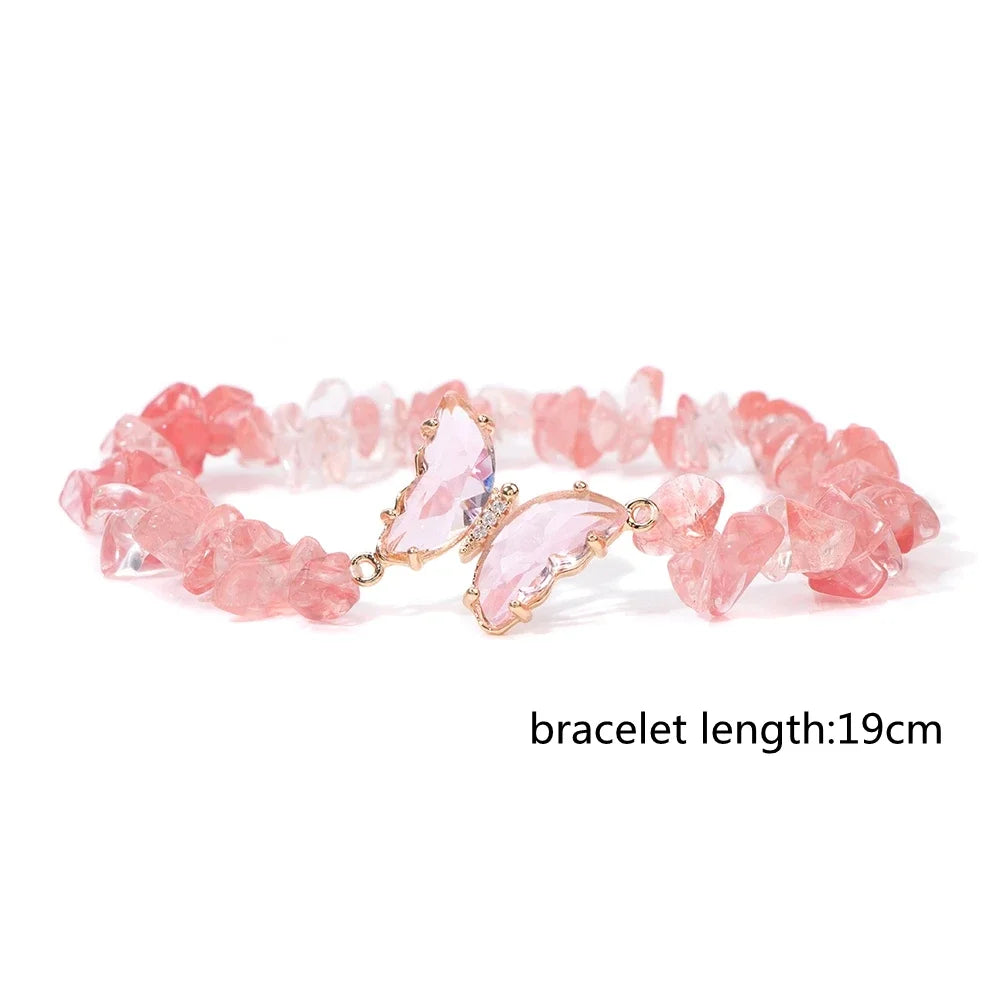 Butterfly Pendant Necklace Gravel Bracelets