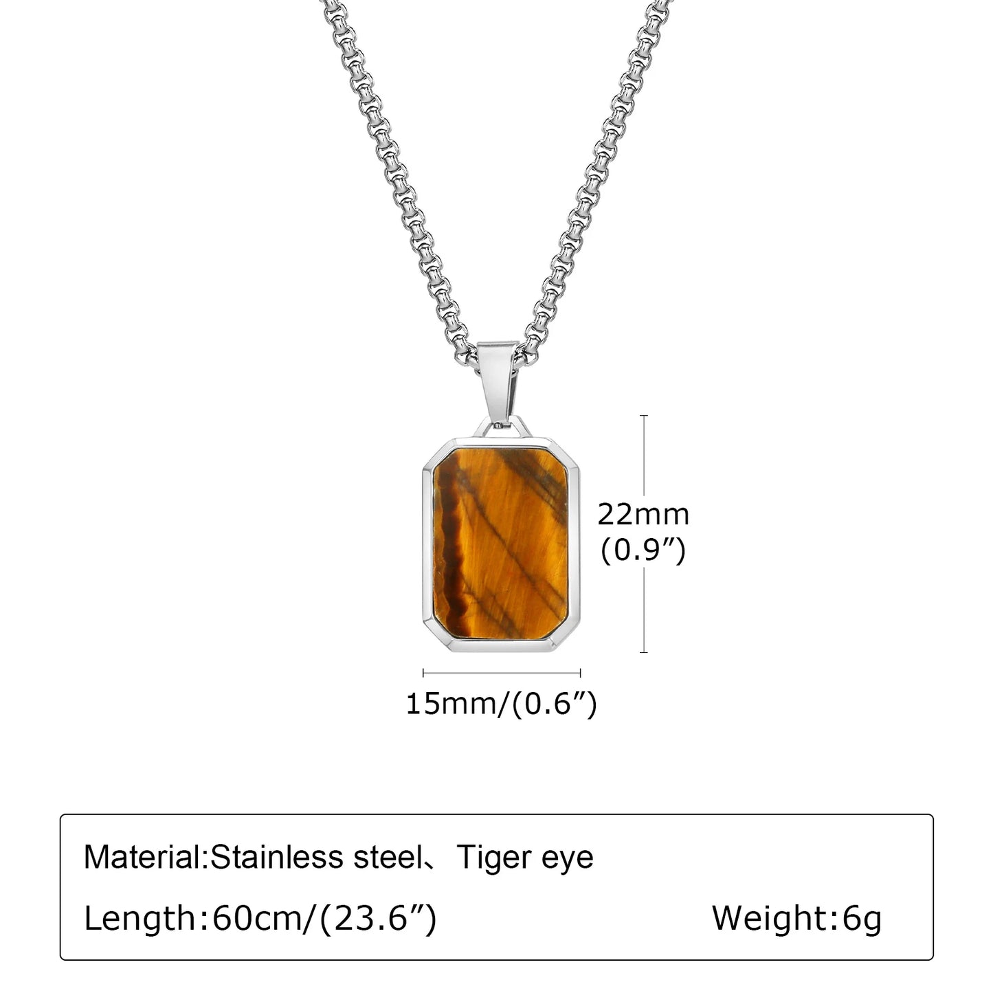 Natural Stone Protection Pendant Square Necklaces