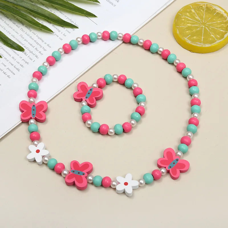 Cute Cartoon Pattern Necklace Bracelet Sets