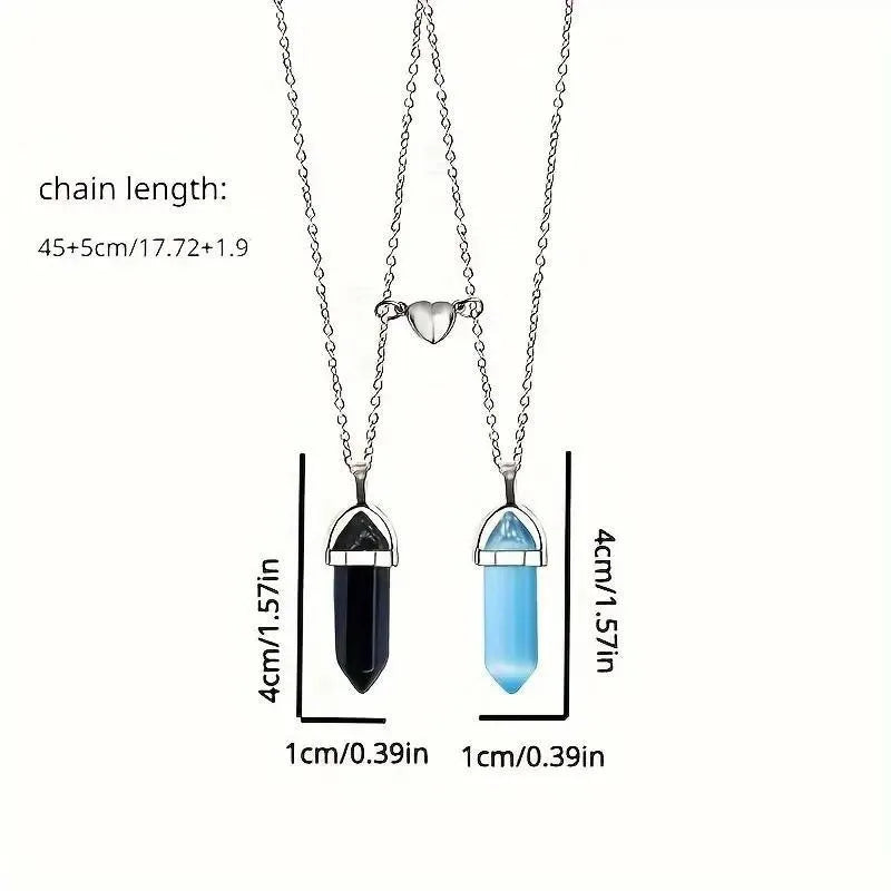 Heart To Heart Natural Stone Bullet Crystal Necklace & Bracelet
