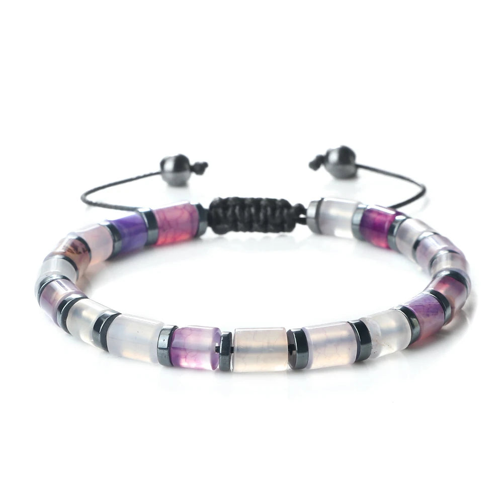 Spacer Glass Cylinder Braided Bracelet