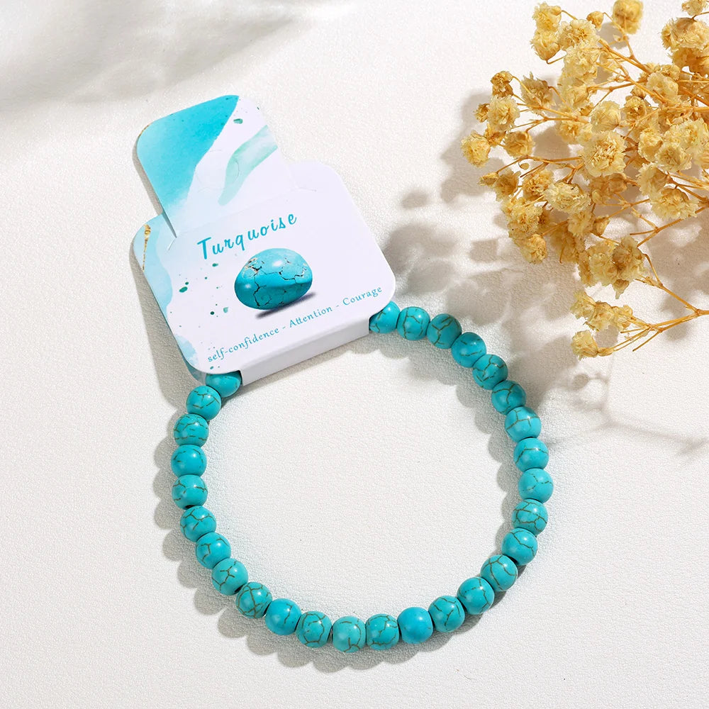 Chakra Colored Natural Stone Beads Bracelet