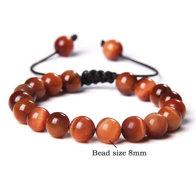 Cool Royal 5 Star Natural Stone Tiger Eye Beaded Bracelets