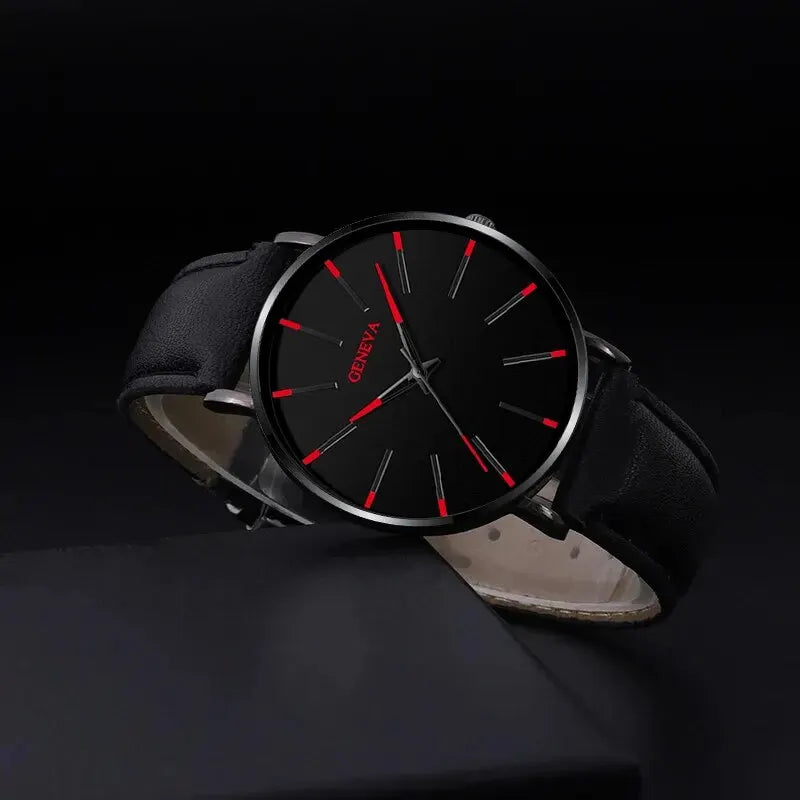Luxury Leather Quartz Watch Wristband and Crystal Necklace 3pcs Set