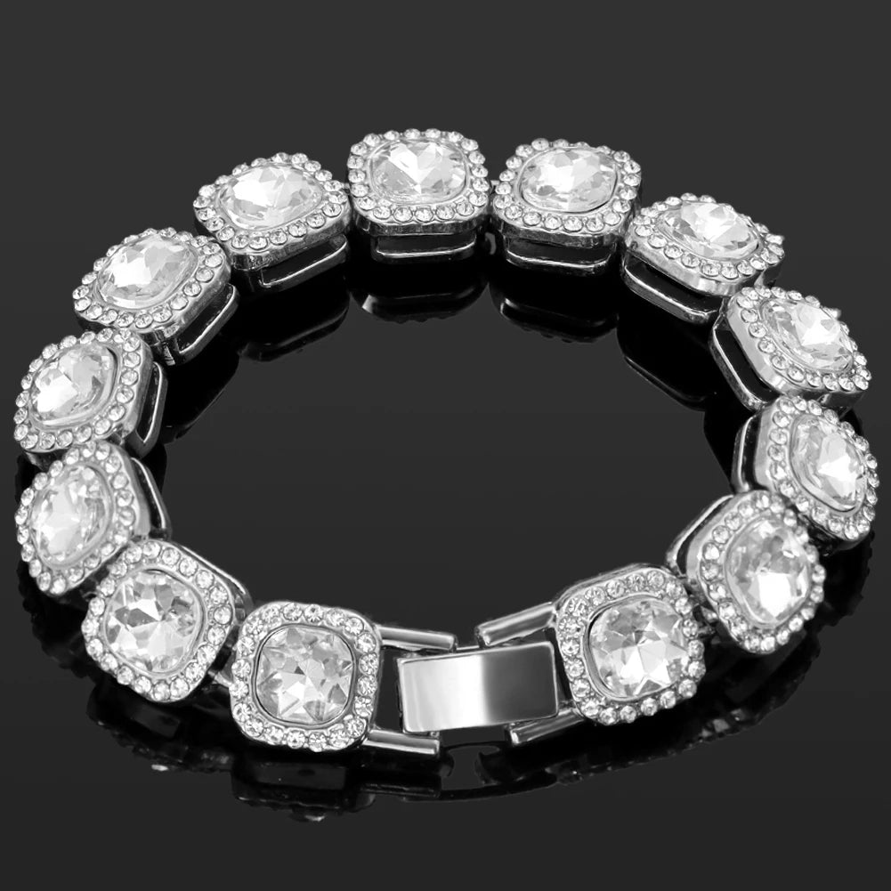 South Beach Miami Iced Out Cuban Link Bracelet 4Pcs Setss