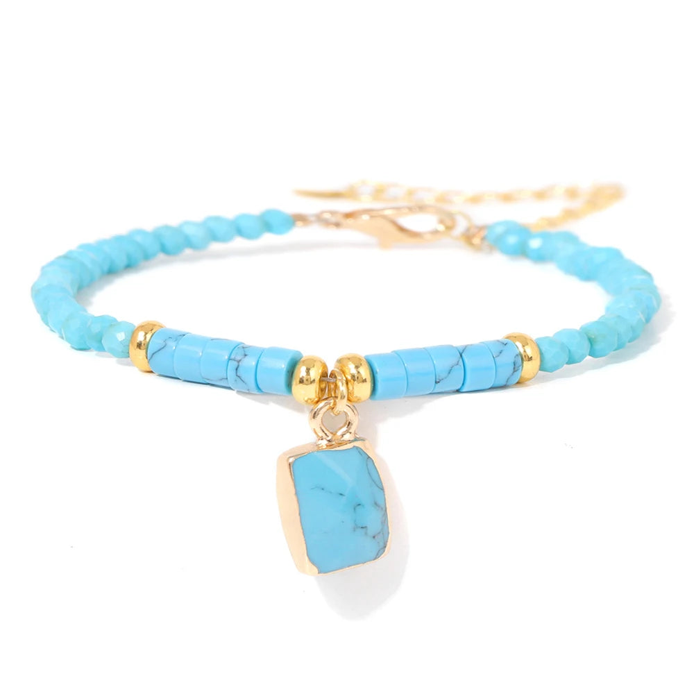 New Blue Turquoises Stone Charm Series Bracelets