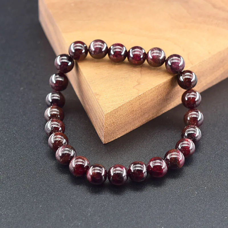 Garnet Stone Wine Red Bead Bracelet